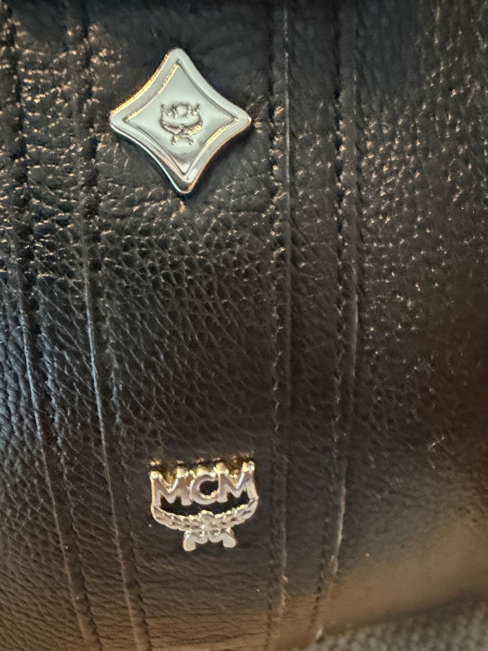 MCM Black Leather Boston  Satchel with Silver Hardware - Picture 4 of 16
